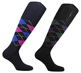 ( 2 Paar ) lange Herren-Socken mit Rautenmuster, warm und weich, aus feinstem LANA-CASHMERE Garn - 100% Made in Italy, A10 blau-schwarz, Einheitsgröß