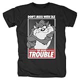 Looney Tunes Herren T-Shirt Taz Trouble Baumwolle schwarz - S