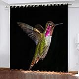 FTCAKET Balkontür Gardine Schwarz Vogel Querbehang Gardine 132x114 cm( Breite x Höhe) Mit Ösen 2Er Set Vorhänge Für Wohnkultur Kinderzimmer M