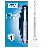 Oral-B Pulsonic Slim 1000 elektrische Schallzahnbürste, mit Timer und Aufsteckbürste, silb