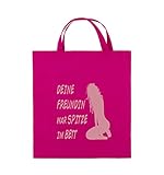 Comedy Bags - Deine Freundin WAR Spitze IM Bett - Jutebeutel - Kurze Henkel - 38x42cm - Farbe: Pink/R
