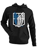 clothinx AOT Scouting Legion 2-Farb Variante Boys Kapuzen-Pullover Schwarz Gr. L