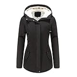 Fannyfuny Winter Parka Jacke Damen Winterparka Warm Gefüttert Lang Teddyfell Winterjacke Wintermantel Lange Daunenjacke Parka Mantel Jacke Steppjacke Große Größen Übergangsjack