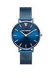 Paul Valentine - Damenuhr - Blue Mesh - 36 mm Armbanduhr mit schönem Metallic-Ziffernblatt in blau, kratzfestes Glas, Mesh-Armband, Zeitlose Uhr für D