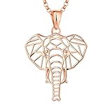 JO WISDOM Damen Kette Elefant Silber 925 Halskette Anhänger Glückliches Tier Geometrie Familie Amulet mit roséverg