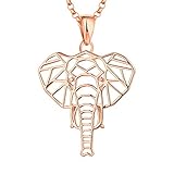 JO WISDOM Damen Kette Elefant Silber 925 Halskette Anhänger Glückliches Tier Geometrie Familie Amulet mit roséverg