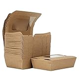 Kraftpapier Lunchbox, 20 Stücke Kraftkarton Snackboxen, Take Away Box, mit Fenster, Öl und Wasserdicht, für Sandwich, Käsekuchen, Burger (500ml/17oz)