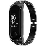 GhrKwiew Metall Armband für Xiaomi 4 Smartwatch, Bling X-Link Band Ersatz Strass Edelstahl Metallarmband Schnelle Veröffentlichung Armband mit Uhrenrahmen für Xiaomi Mi Band 3 / Mi Band 4 (Schwarz)