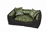 Hundebett waschbar klein - Luxus Hunde Bettchen kleine mittelgroße Hunde Katzenbett Hundesofa aus samt - Hunde Bett Vintage mit Kissen für Hundebett mit Rand in Größe M 75x55cm Orientalische M