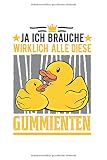Gummiente Notizbuch: Gelbe Gummiente Quietscheente Badeente Geschenk / 6x9 Zoll / 120 karierte Seiten S