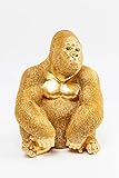 Kare 61446 Design Deko Figur Side Medium Gold, kleine Form eines Gorillas, ausgefallene Wohnzimmer Dekoration, Dekofigur Gorilla, Dekoobjekt AFFE (H/B/T) 38,5x30x28