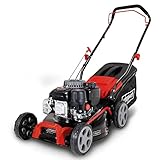 Scheppach Benzin Rasenmäher MP135-42 | Schnittbreite 42cm | 3 PS | Stahlgehäuse | Höhenverstellung in 7 Stufen (25 - 75mm) | 55 Liter Fangkorb mit Füllstandsanzeig