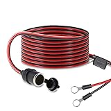 12V Kfz Zigarettenanzünder Verlängerungskabel mit Ösen und Zigarettenanzünderbuchse Auto Steckdose zum Anschluß an die Autobatterie [16AWG / 15A / 12V / 24V / 3,50 Meter] von Weiss - More Power +