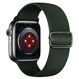Tasikar Kompatibel mit Apple Watch Armband 45mm 44mm 42mm, Ersatzband aus Weichem Silikon, Verstellbares Elastisches Sportarmband Kompatibel mit Apple Watch SE Serie 7 6 5 4 3 2 1 (Dunkelgrün)