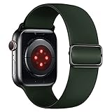 Tasikar Kompatibel mit Apple Watch Armband 45mm 44mm 42mm, Ersatzband aus Weichem Silikon, Verstellbares Elastisches Sportarmband Kompatibel mit Apple Watch SE Serie 7 6 5 4 3 2 1 (Dunkelgrün)