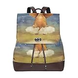 Ahomy Damen Leder-Rucksack trauriger Elefant sitzend auf Wolkenhimmel, wasserdicht, Diebstahlschutz, modischer Schulrucksack, Freizeitrucksack