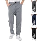 Jogginghose Herren Sporthose Baumwolle Fitness Slim Fit Trainingshose Freizeithose Loose Freizeithosen Trainingshose Leichte Sweathose Elastische Lange Hose mit Tunnelzug und S