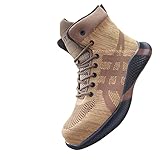 Quiteyan Sicherheitsschuhe Herren Damen,Leichte, atmungsaktive Sneaker-Schuhe mit Stahlkappe rutschfeste, unverwüstliche Konstruktionsschuhe Dachdeckerschuhe,Coffee Color▁40