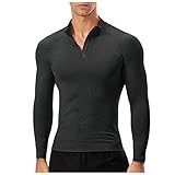 Laufshirt Herren Half Zip Atmungsaktiv Sportshirt Stehkragen Stretch Sport Sweatshirt Langarm Gym Running Shirt Tactical Shirt Slim Fit Combat Shirt Fitness Gym Laufen Männer Komp