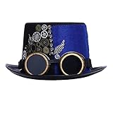 Unisex Steampunk Zylinder Hüte Halloween Kostüm Hut mit Brille Schwarz (60cm, Schwarz)