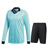 adidas Fußball Referee 18 Schiedsrichter Langarm Trikotset Trikot Shorts Herren hellblau schwarz Gr XXL