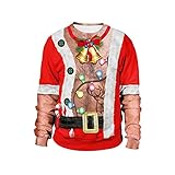 Weihnachten Pullover Jumper, Herren Damen Unisex Lustige Sweatshirts hässliche 3D Printed Grafik Santa Long Sleeve Shirt Weihnachtspullover Zum Pub Rentier Neuheit Strickpullover Jumper Ob