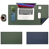 Buen Don Schreibtischunterlage Multifunktionale Mauspad Kunstleder aus Polyurethan wasserdichte Schreibtisch Pad Protector Schreibmatte (Blau Grün, 60*35 CM)