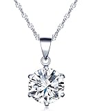 Unendlich U Fashion Damen Halskette 925 Sterling Silber sechs Klaue Zirkonia Anhänger Kette mit Anhänger, Silb