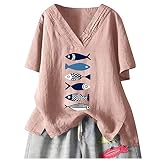 Damen Casual Print V-Ausschnitt Loose T-Shirt Top Bluse Pullover 3367 goa Psytrance Bikini top, pixi fransentop, schwarz, Size:38, Striped cl Source Slit Dress, S