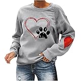 PWKNRD Damen Langarm Pullover Basic Sweatshirt Rundhals Langarmshirt Ohne Kapuze Teenager Mädchen Vintage Hoodies Oberteile Y2k Bluse Tops Kariertes Briefdruck Jump