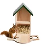 Suweqi Eichhörnchen Futterhaus Wetterfest Massivholz, Futterstation Eichhörnchen Zum Aufhängen Für Garten Balkon, Eichhörnchenfutterhaus Eichhörnchenhaus Futterstelle F