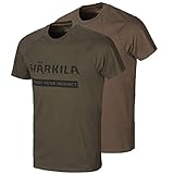 Härkila Logo T-Shirt 2er-Set - Shirt für Jäger in zwei verschiedenen Farben mit Logo Aufdruck - Jagdshirt für Herren im 2er-Pack in Braun Grün und Orange, Größe:4XL, Farbe:B