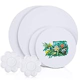 Viesap Leinwand Set, 4PCS Leinwand Zum Bemalen, Runden 30x30 20x20 Leinwand, Malpaletten, 100% Baumwolle Spannrahmen Leinwand, Hobby Künstler Keilrahmen Leinwand Zum Malen, Leere Leinwand ölb