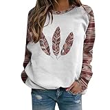 Damen Y2k Sweatshirt Lässig Langarm Shirts Vintage Langarmshirt Kaktus Drucken Pullover Farbblock Langarmshirt Bluse Tops Sports Oberteile Basic Rundhals Blusenshirt Teenager M