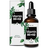 DiaPro® Vitamin D3 & Vitamin K2 flüssig in praktischer 50 ml Pipettenflasche mit 1.700 Tropfen Ein Tropfen enthält 25µg (1.000 I.E.) Vitamin D3 und 20µg alltrans-Vitamin K2