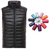 LANBAOSI Leichte Daunenweste für Herren, Winter, gesteppt, warm, ärmellos - Schwarz - X-Larg