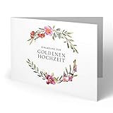 (10 x) Goldene Hochzeit Einladungskarten Goldhochzeit 50 Jahre Einladung - Blumenzweig