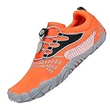 SAGUARO Fitnessschuhe Damen Barfussschuhe Herren Schnell Trocknend Badeschuhe Indoor Outdoor rutschfest Atmungsaktiv Leicht Fünf-Finger-Schuhe Aquaschuhe Orange 44