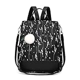 JINLL Rucksack Damen Damen Rucksäcke Für Damen Rucksack Wasserdichter Anti-Diebstahl Daypack Multi-Pockets Haarballen Anhänger Reise Schulrucksack,Schw