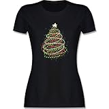 Weihnachten & Silvester Geschenke Party Deko - Abstrakter Weihnachtsbaum - XL - Schwarz - weihnachtsshirt Frauen - L191 - Tailliertes Tshirt für Damen und Frauen T-S