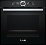 Bosch HSG636BB1 Serie 8 Einbau-Dampfbackofen, 60 x 60 cm, 1 L Wassertank, Made in Germany, EcoClean Direct Reinigungshilfe, Bosch Assist Backeinstellung auf Knopfdruck, 4D Heißluft Backen auf 4 Eb