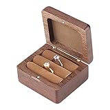MUY Ehering Box Verlobungsring Träger Box Holz Doppelring Box Dekorative Schmuckschatulle Rustikale Dekor Box Andenken Box Valentinstag für F
