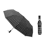 XANCOEM Auto Open Travel Umbrella mit 10 verstärkten Fiberglas-Rippen, winddichter Sonnenschutz gegen Regen (Color : Schwarz, Size : Kostenlos)