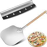 Aluminium Pizzaschaufel（30.5cm*89.5cm ），Langer Abnehmbarer Holzgriff Pizzaschieber Mit Dem Pizzaschneider，zum Backen Von Hausgemachtem Pizzab