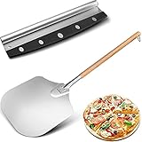 Aluminium Pizzaschaufel（30.5cm*89.5cm ），Langer Abnehmbarer Holzgriff Pizzaschieber Mit Dem Pizzaschneider，zum Backen Von Hausgemachtem Pizzab