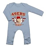 Shirt Happenz 49ers Babybody | 1946 | Super Bowl | American Football | Langarm | Langärmliger Strampler, Farbe:Babyblau (Dusty Blue BZ13);Größe:6-12 M