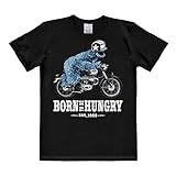 Logoshirt® Sesamstrasse Krümelmonster Motorrad T-Shirt Herren & Damen I Motiv-Shirt kurzärmlig Rundhalskragen I Lizenziertes Originaldesign I Logo-Print langlebig & hochwertig I Baumwolle, Größe XL