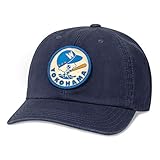 AMERICAN NEEDLE Yokohama Wale Baseballmütze, japanische Zentral-Liga, lässige entspannte Passform mit gebogener Krempe, verstellbarer Schnallenriemen, Hepcat-Kollektion, Marineblau (43870A-YOW-NAVY)