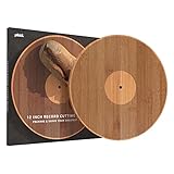 Pikkii Doppelseitiges Schneidebrett und Servierplatte in einem, Premium nachhaltiger Bambus, Vinyl-Schallplatten-Desig