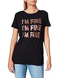 Mavi Damen I'm FINE Printed TOP T-Shirt, Schwarz (Black 900), Larg